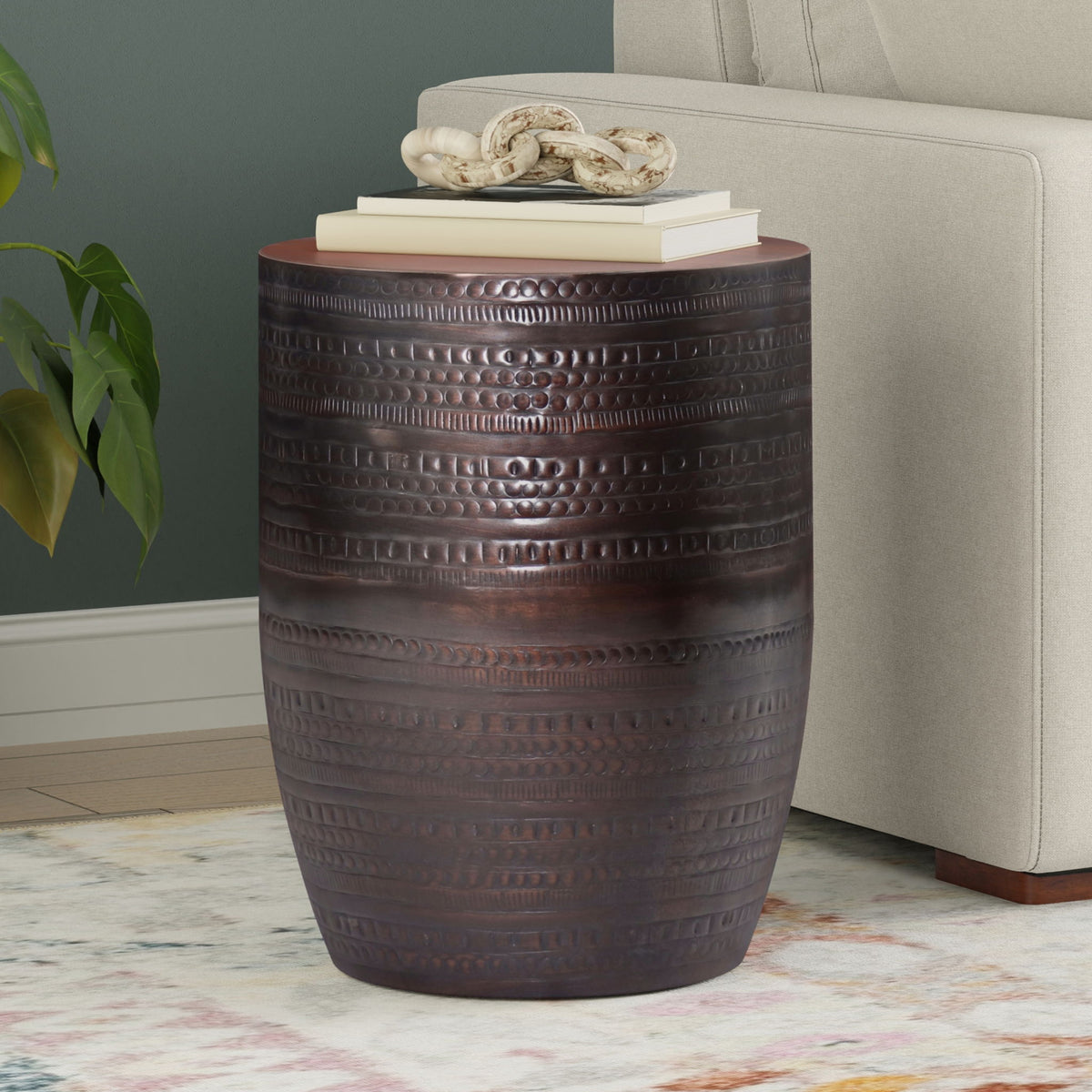 Johnsen - Handcrafted Large Metal Accent Table