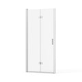 Bifold Frameless Glass Shower Door With Pivot Swing Panel, Tempered Clear Glass