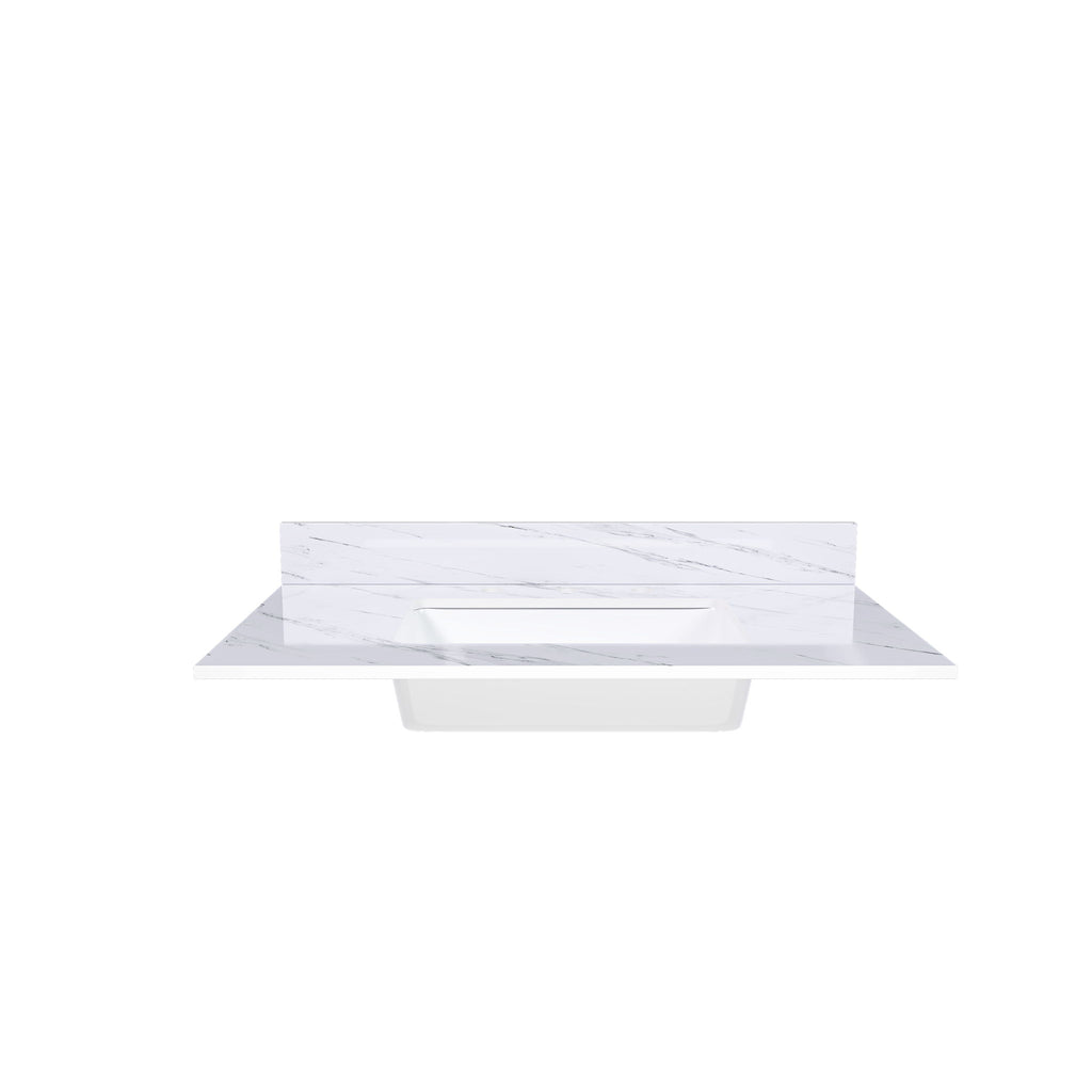 Bianco Carrara Venato Elegant Marble Vanity Top, Bathroom Vanity With Undermount Sink, Sintered Stone