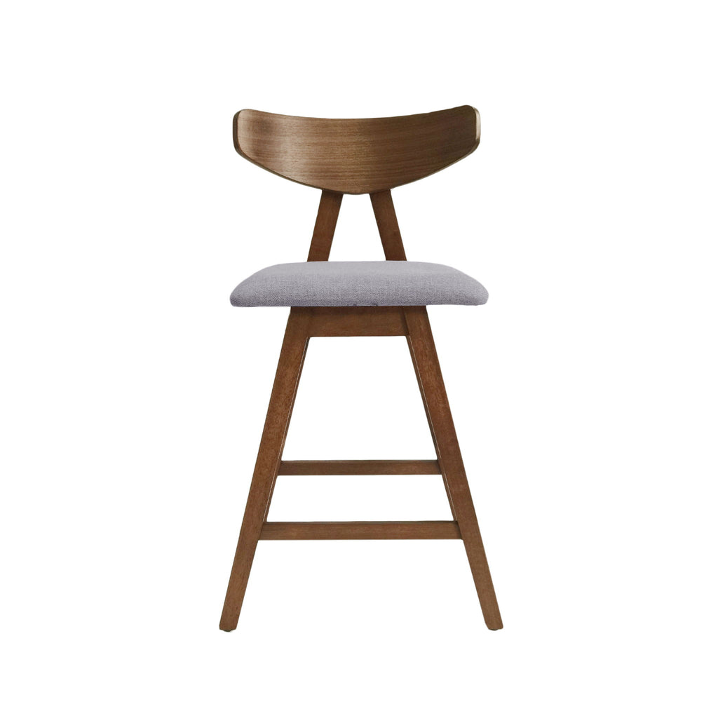 Mid Century Modern Counter Stool With V Shape Frame And Upholstered Seating