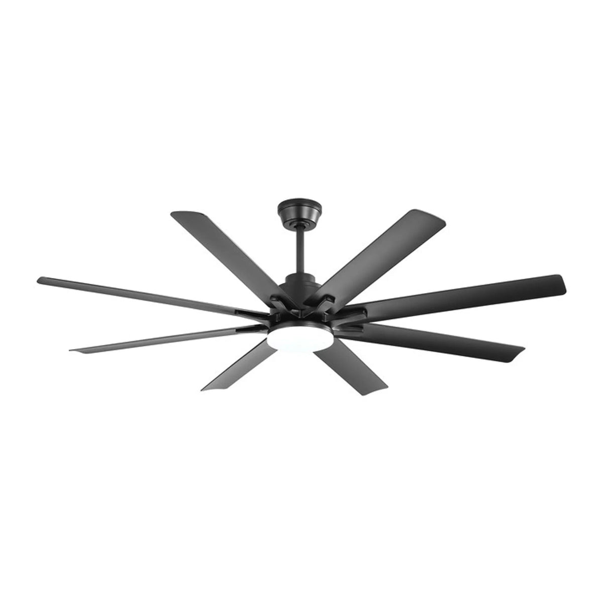 66" Ceiling Fan With Dimmable LED Light, 8 Blades, Smart Remote Control, Reversible DC Motor, For Home Office - Matte Black