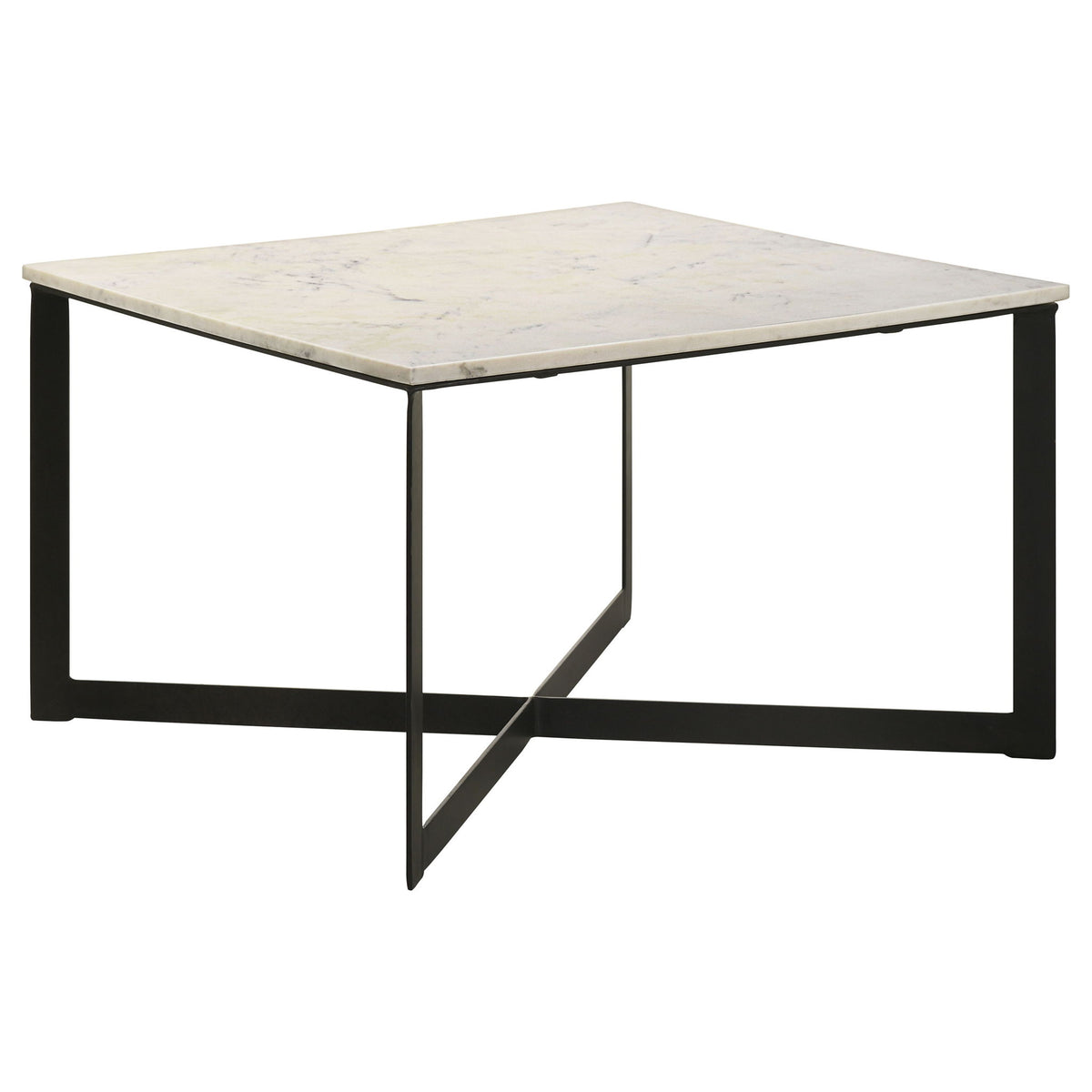 Volz - Square Coffee Table With Crisscross Base - White Marble