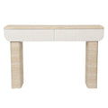 Entryway Table With 2 Hidden Handle Drawers For Entrance - Beige / Yellow