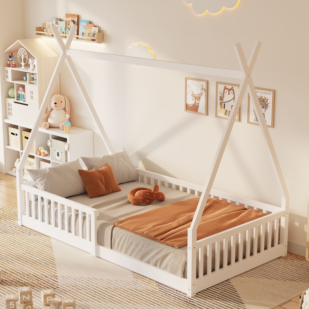 House Shaped Design Bed With Fence