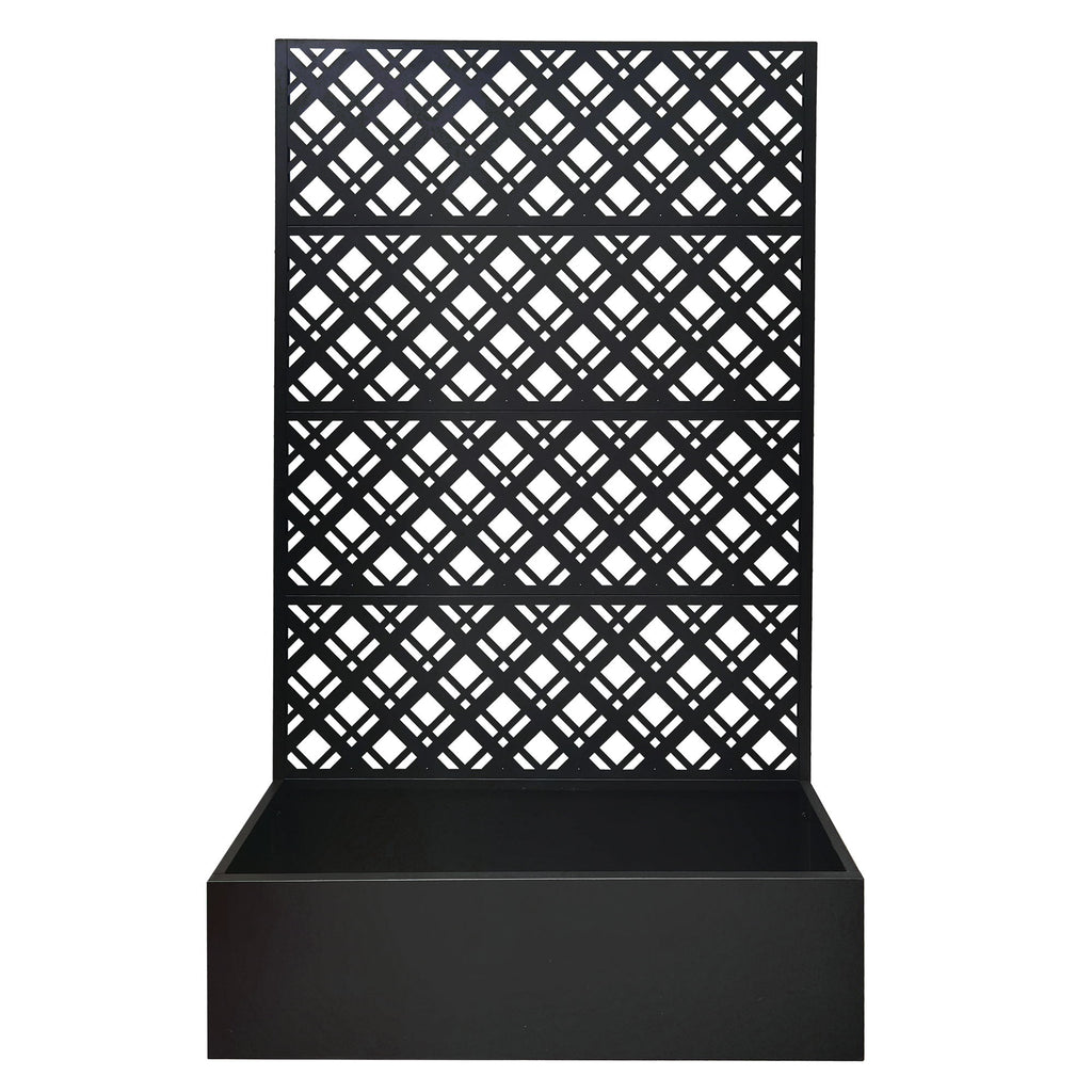 Rhombus Planter Raised Garden Bed With Trellis For Climbing Plants - Black