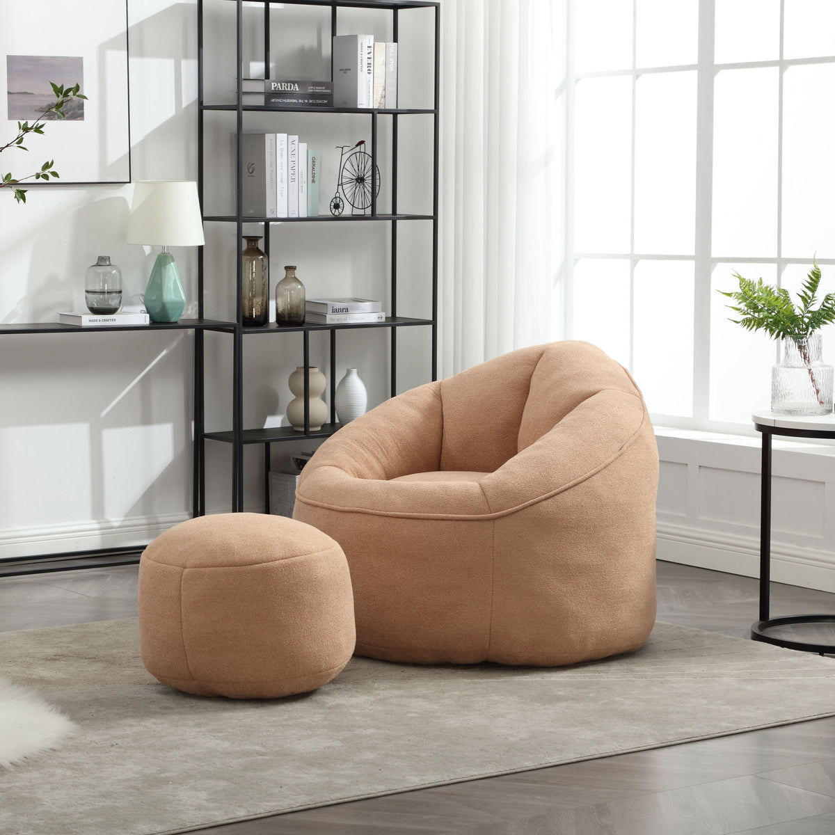 Bedding Bean Bag Sofa Chair High Pressure Foam With Footrest