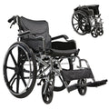 Lightweight Wheelchair Foldable 300 Lbs Capacity 24" Tires Adjustable Seat Belt And Anti Backflip Device Safe And Durable Transport Chair For And Disabled - Silver