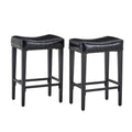 Bar Stool With Brass Nailhead Trim (Set of 2) - Black