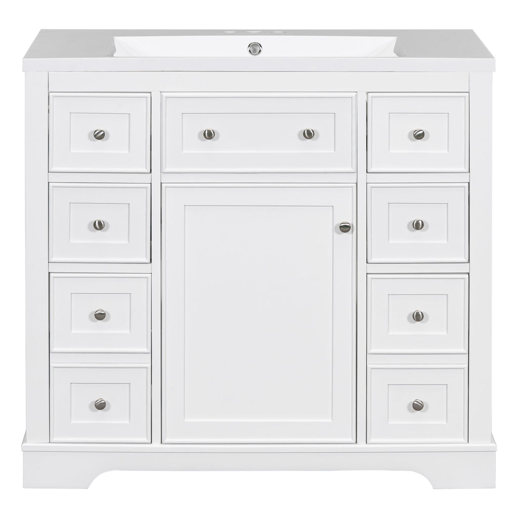 Modern Bathroom Vanity With Sink Combo, 6 Drawers And 1 Cabinet