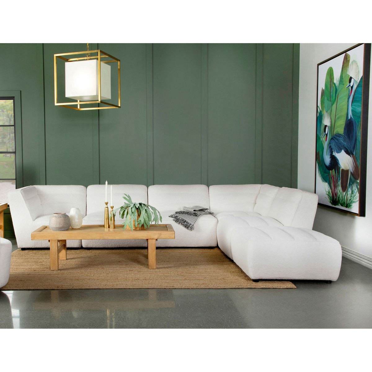 Nevve - 6 Piece Upholstered Tufted Sectional - Ivory