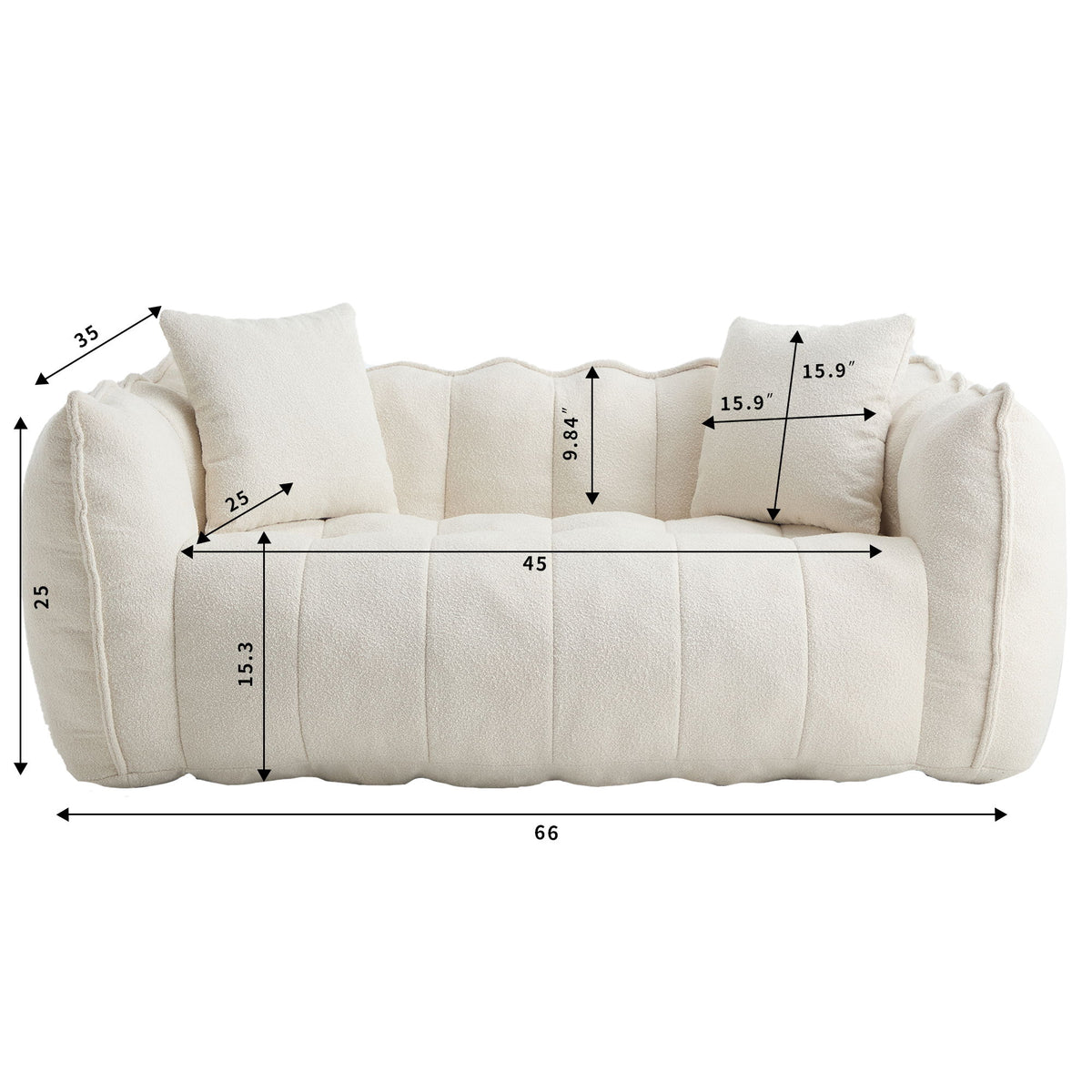 Cozy Beanbag Chair With High Resilience Foam Core For 2