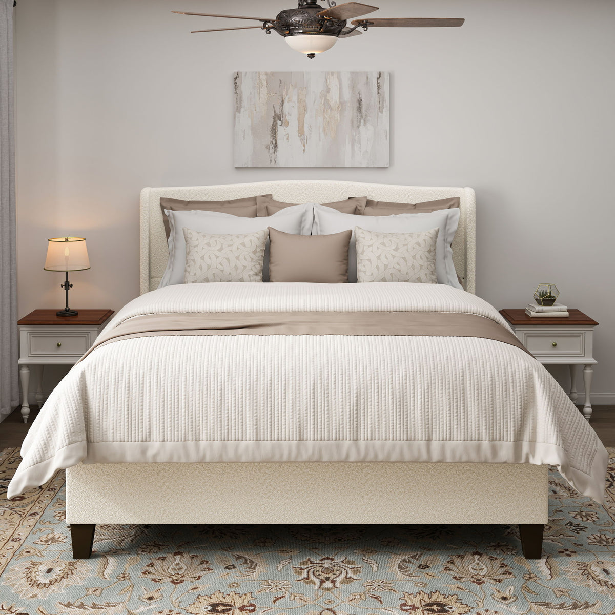Platform Bed Frame With Tall Headboard And High Footboard
