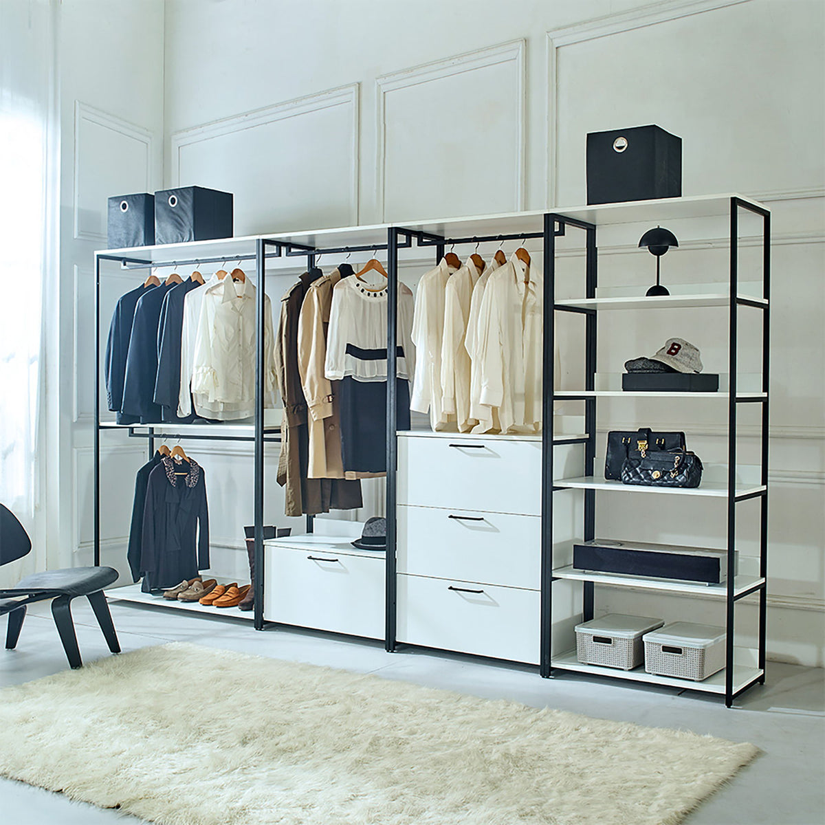 Fiona - Freestanding, Walk-In Closet System - White - Wood