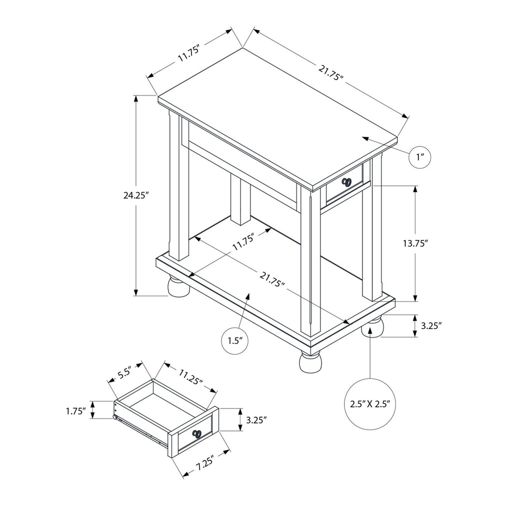Accent End Table, Storage Drawer, Traditional - Espresso