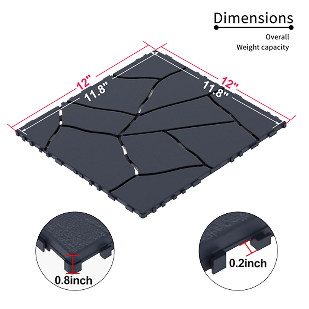 Stone Style Patio Deck Tiles Diy Interlocking Floor Tiles