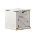 End Table With Storage Drawer And Shelves - Antique White / Gold