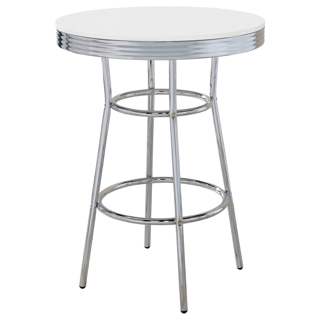 Midge - 3 Piece Round 1950S Bistro Pub Bar Table Set With Upholstery - White