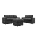 Oversized Modular Sectional Sofa Set With Loveseat & Ottoman, 6 Piece Living Room Furniture - Dark Gray