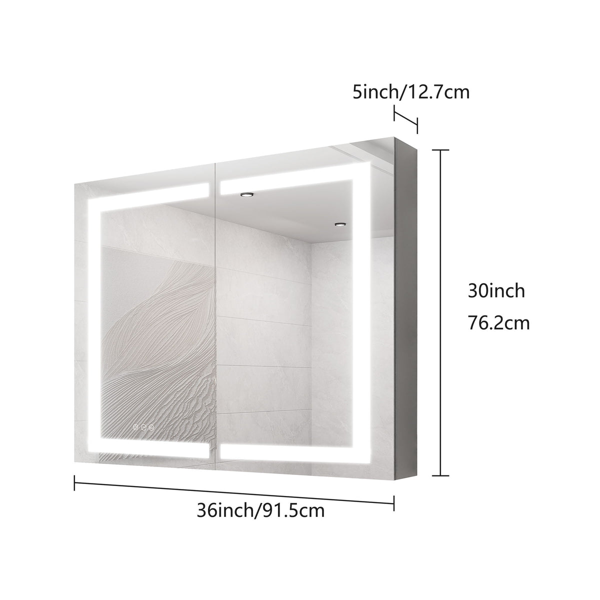 Medicine Cabinet With LED Vanity Mirror, Anti-Fog, Waterproof, Dimmable With Touch Switch