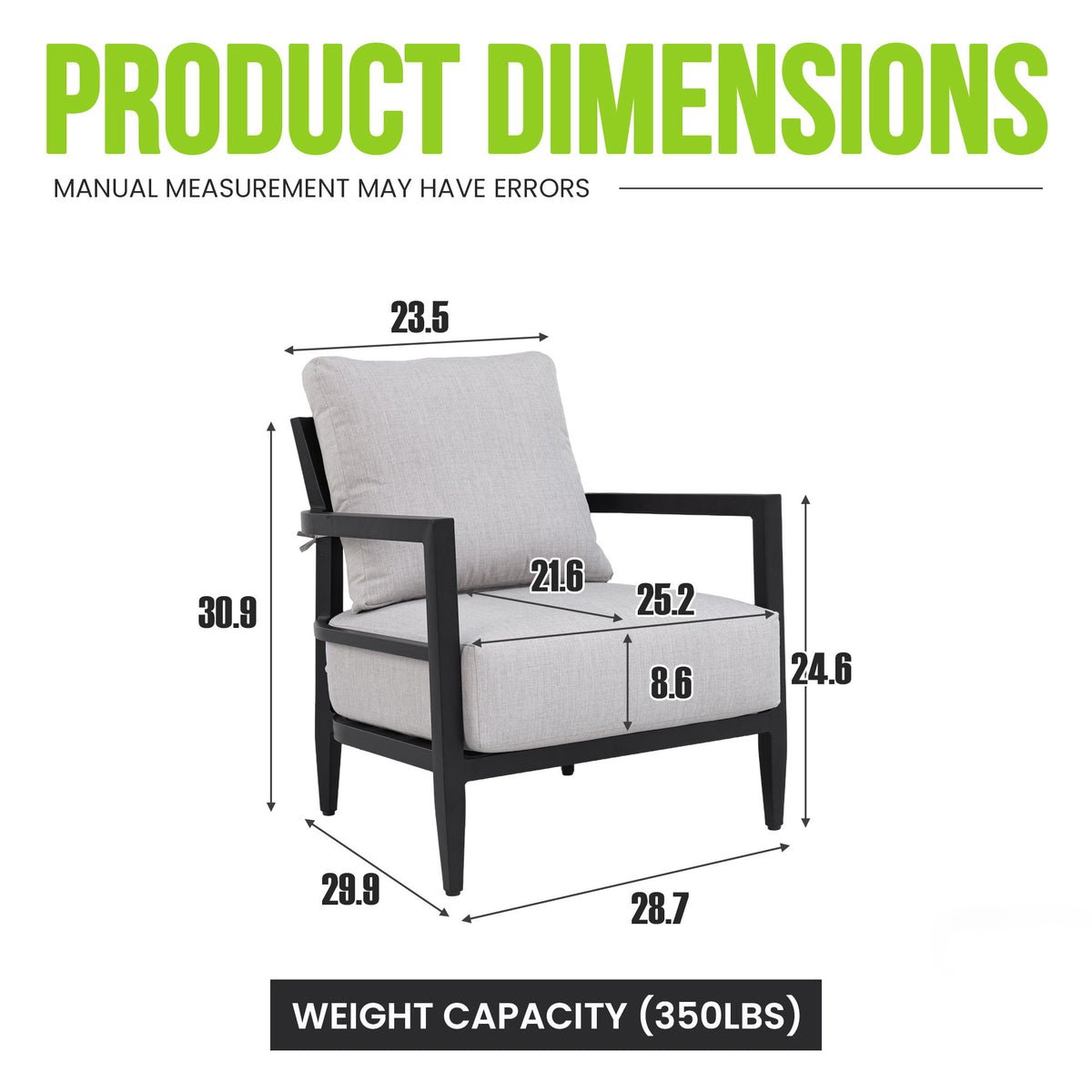 Outdoor Lounge Chair With Ember Frame, Sunbrella Cast Cushion, Weather Resistant - Ember Black