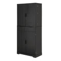 Fluted Kitchen Pantry Cabinet With 3 Keyboard Drawers & 6 Door Shelves Adjustable