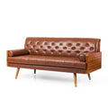Adelaide - Tufted Sofa With Rolled Accent Pillows - Light Brown