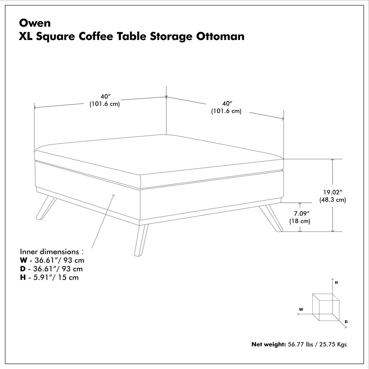 Owen - Multifunctional Square Coffee Table Storage Ottoman