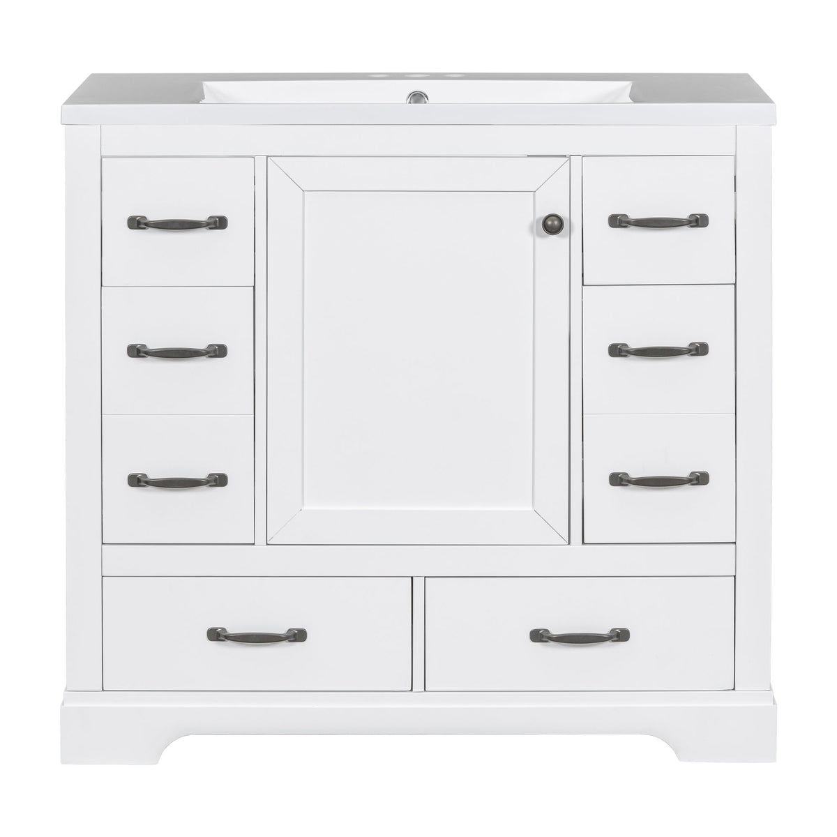 Modern Bathroom Vanity With Sink, 6 Drawers, Adjustable Shelf