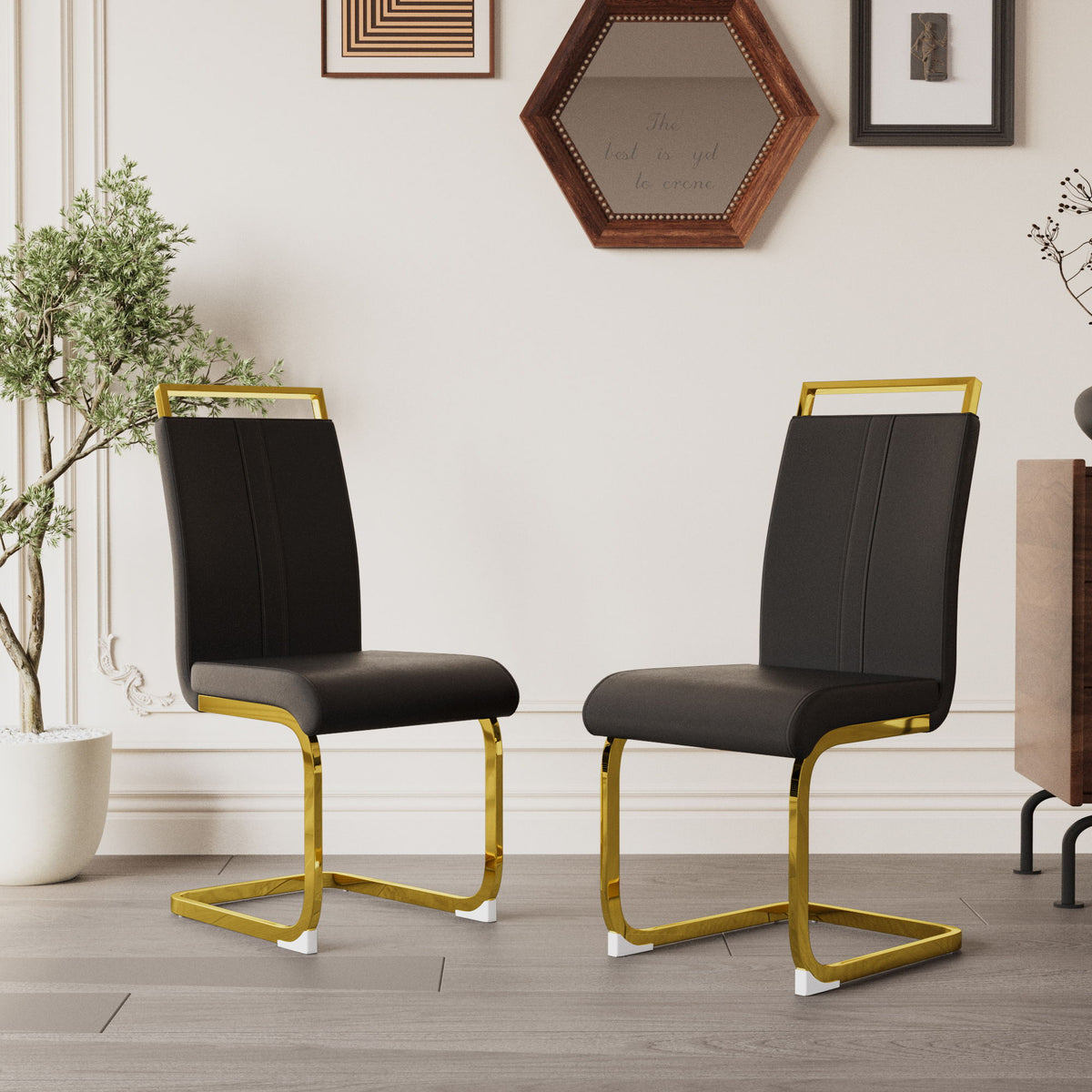 Side Dining Room Chair, Padded Seat High Back