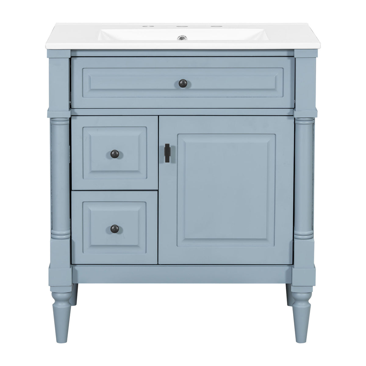 Modern Bathroom Vanity With Sink, Freestanding Cabinet With Flip Drawer & Adjustable Shelf