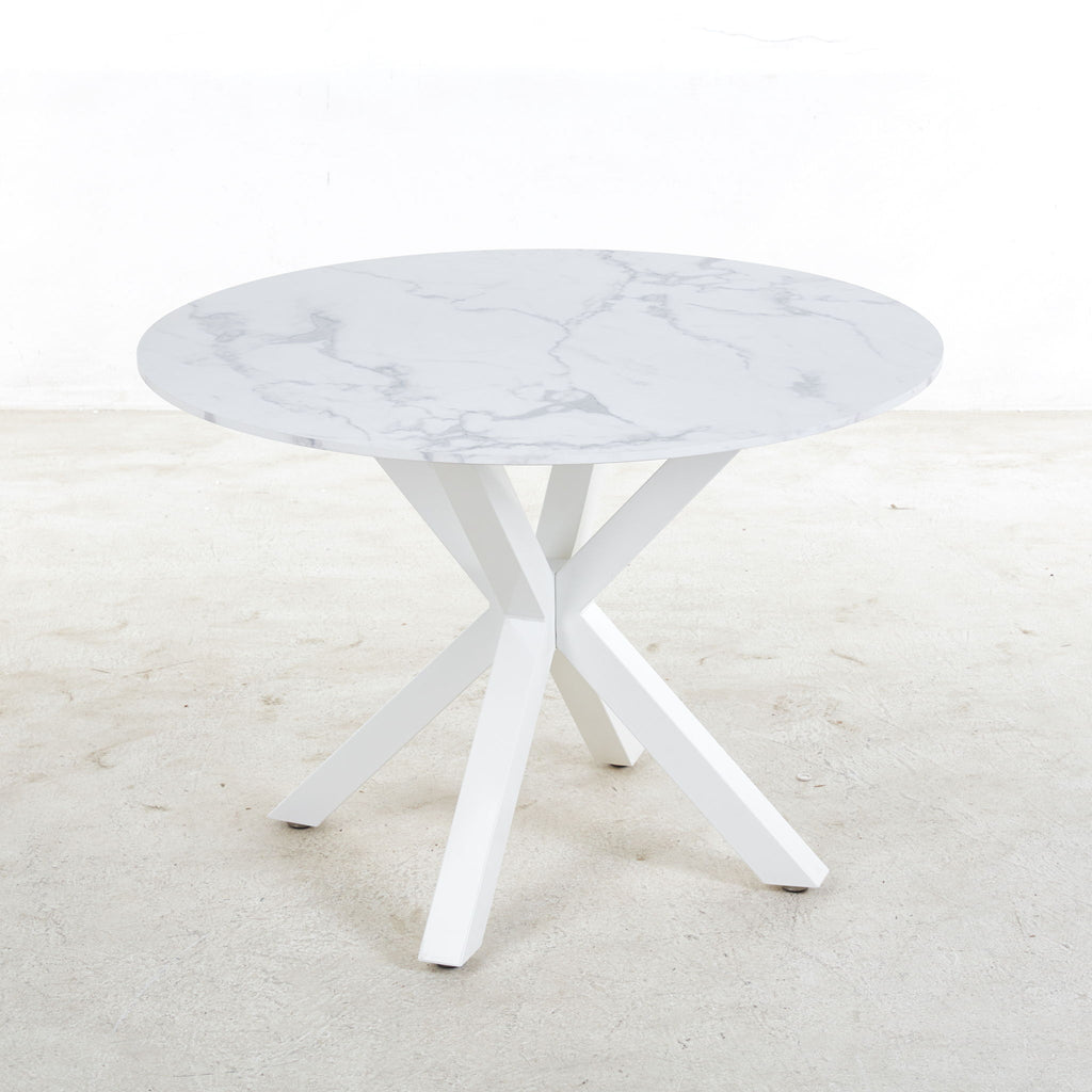 Cross Leg Dining Table With Round Top, For 4 - 6 People - White