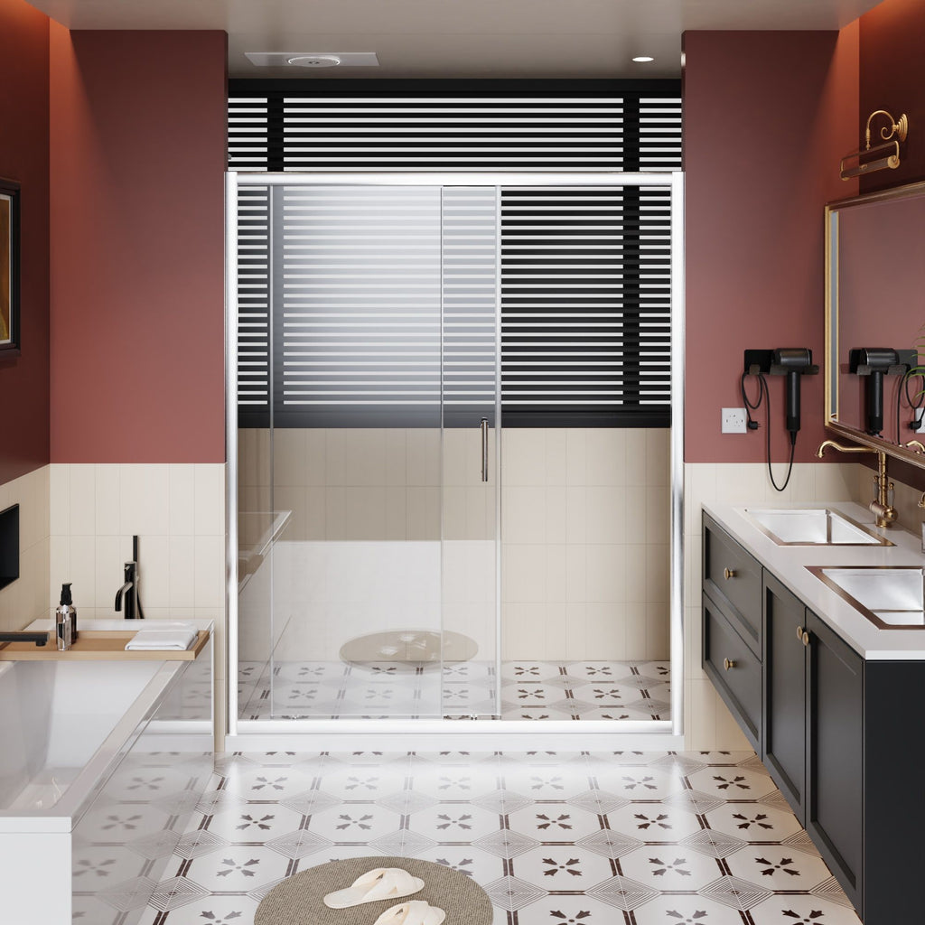 Sliding Shower Door With And Handle - Chrome
