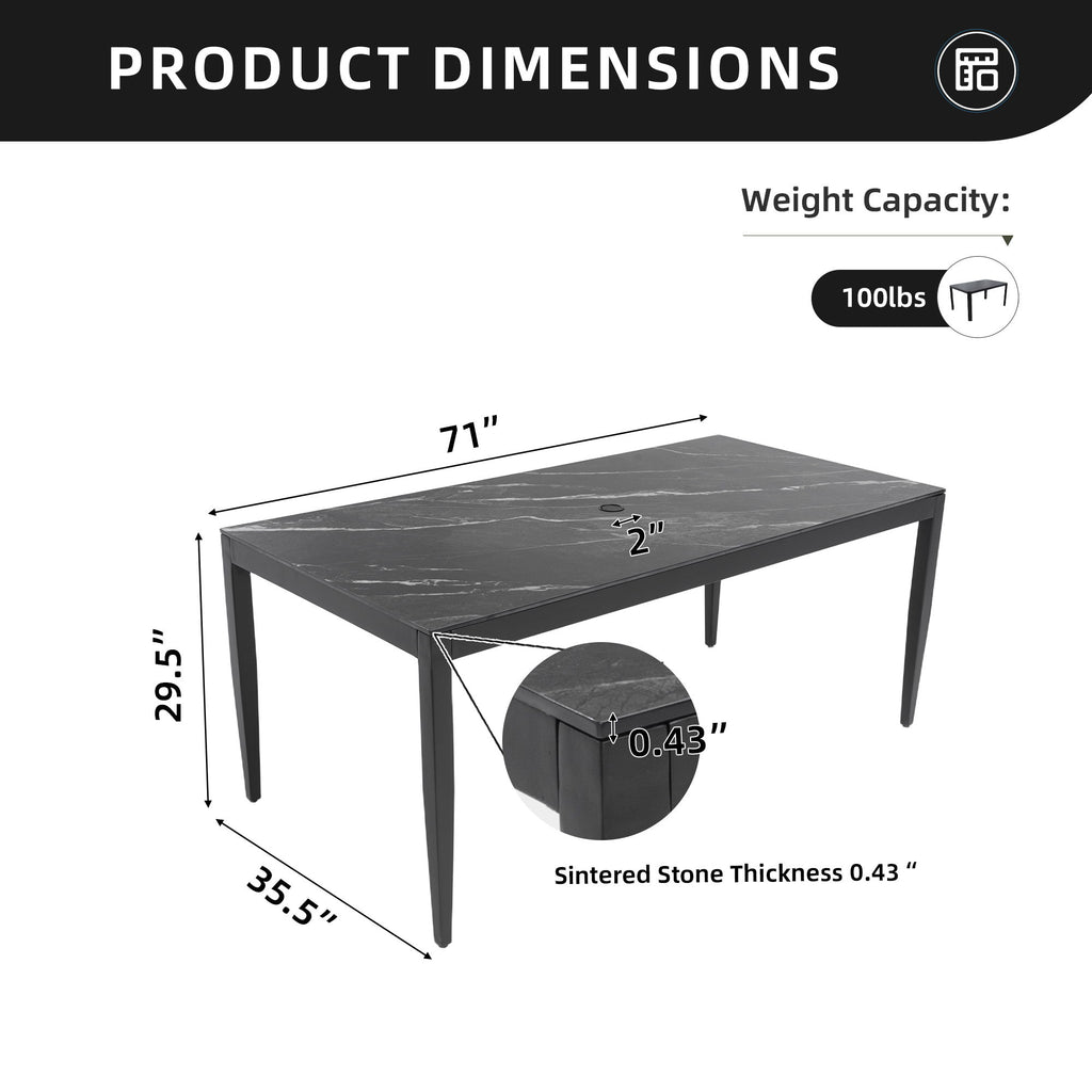 Outdoor Modern Patio Dining Table, Post Tapered Legs, Weatherproof & Rust Free