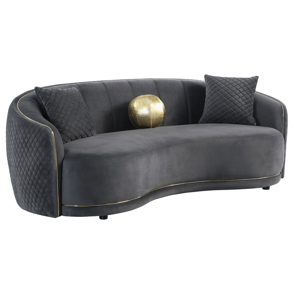 Lorraine - 2 Piece Upholstered Sofa Set With Tufting Trim - Dark Gray