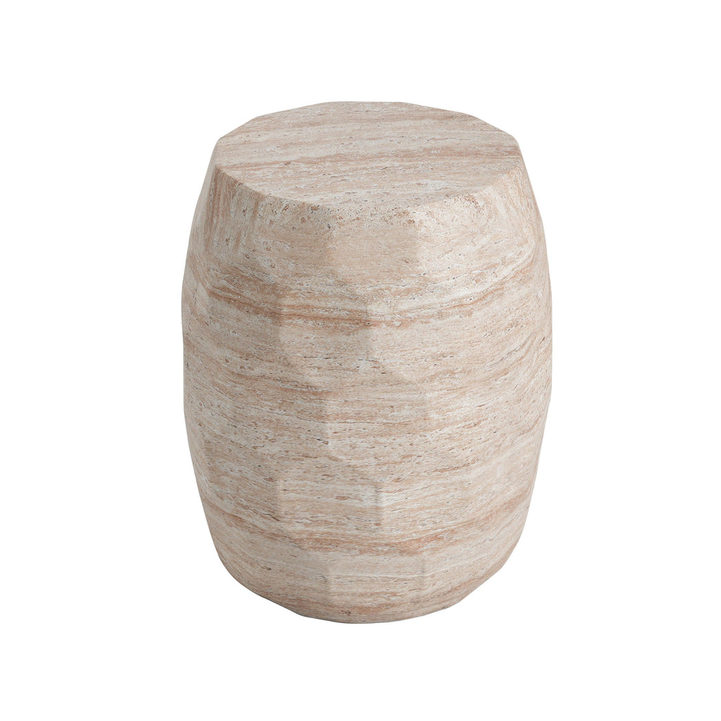 Travertine Lightweight Concrete Side Table For Indoor / Outdoor Use - Beige