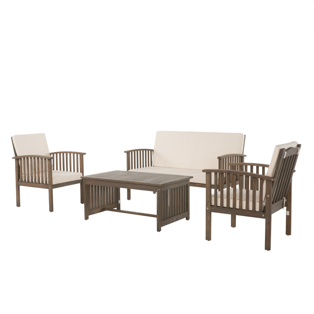 4 Piece Set Outdoor Chat Set With Water Resistant Cushions