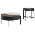 Rafael - 2 Piece Coffee Table Set With Sliding Storage - Tan / Black