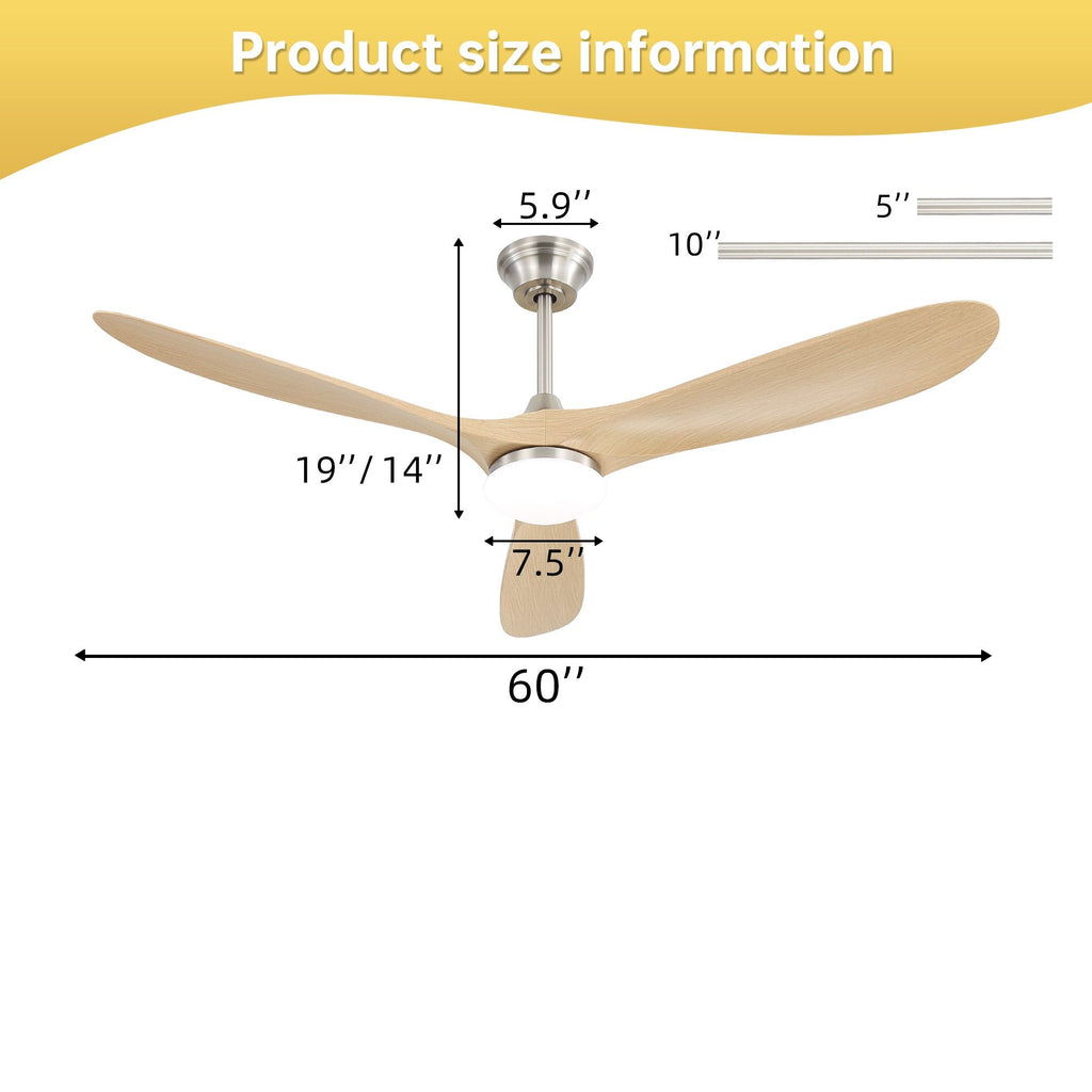 Smart Ceiling Fan With Lights, 3 Blades, Reversible Quiet DC Motor For Indoor