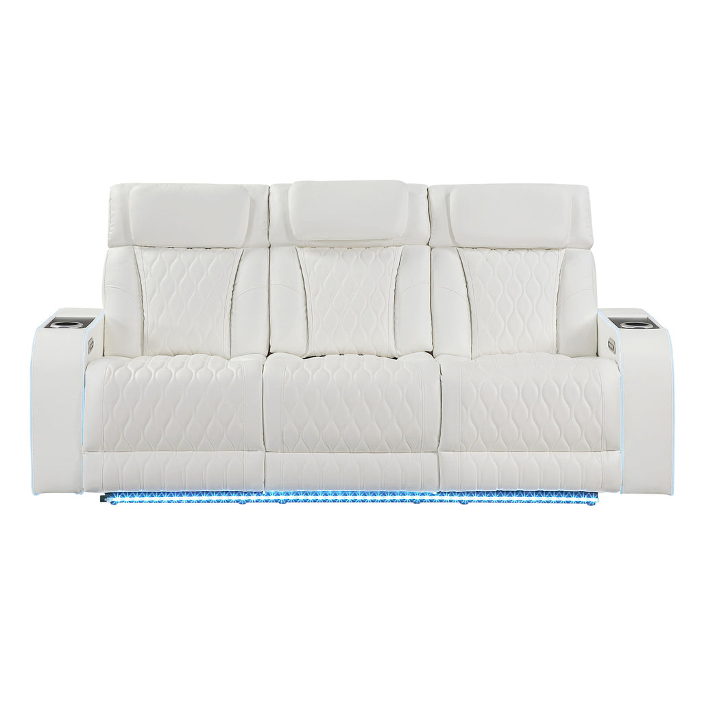 Electra - Power Reclining Sofa With Power Headrests, Drop Down Table, Reading Light, Massage, LED Lighting And USB Control
