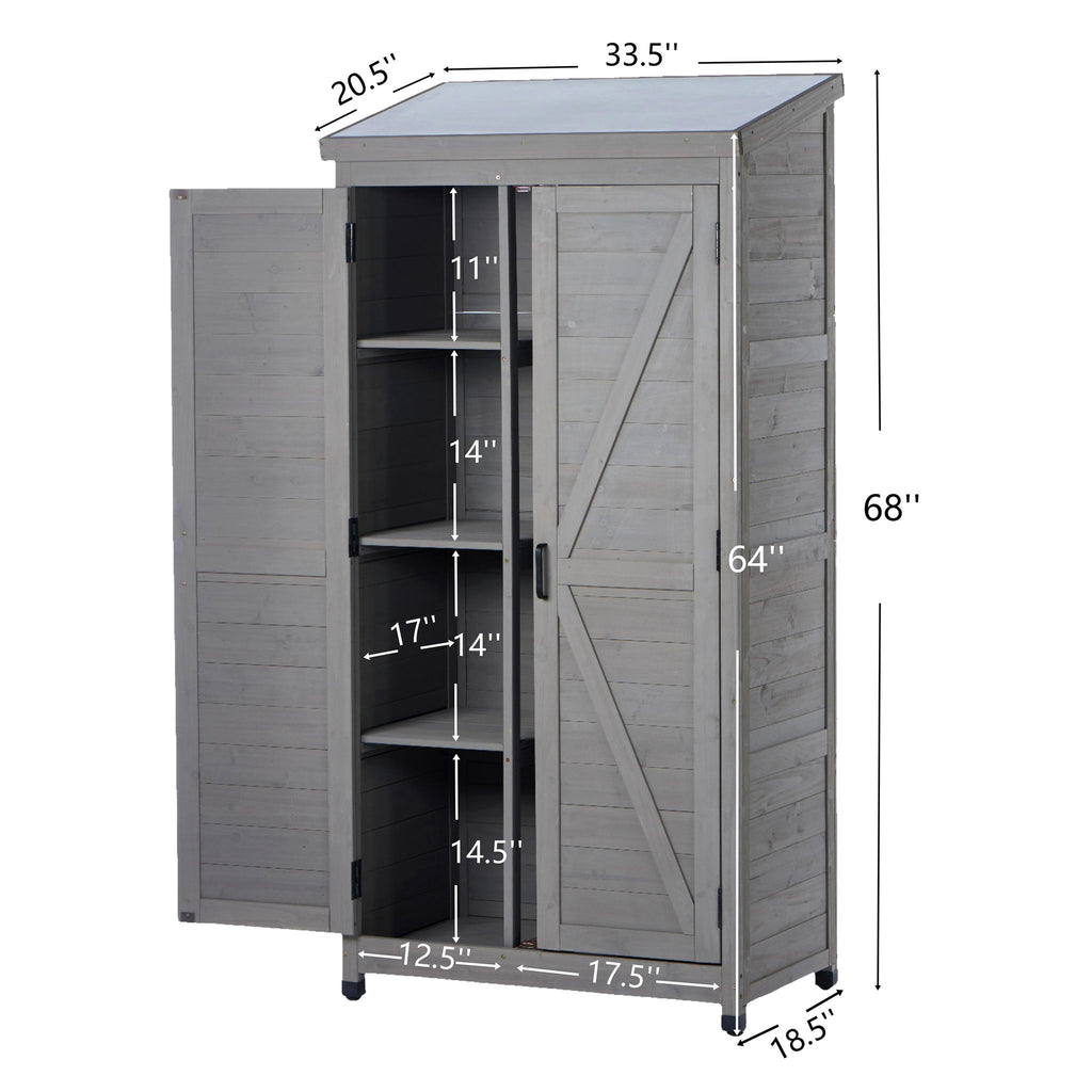 Outdoor Storage Shed With Vertical Tool Cabinet For Backyard