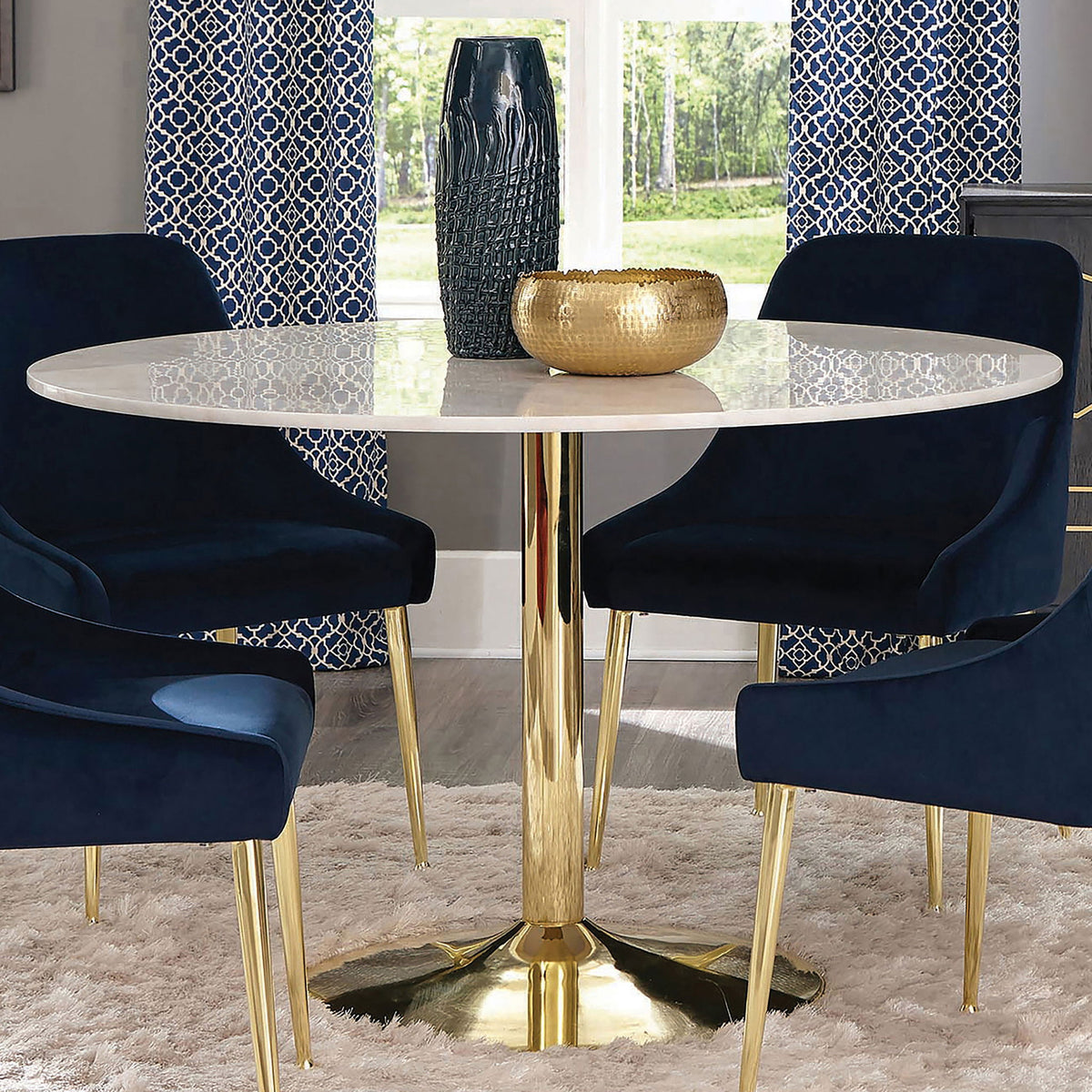 Raleigh - Pedestal Dining Table - White Marble