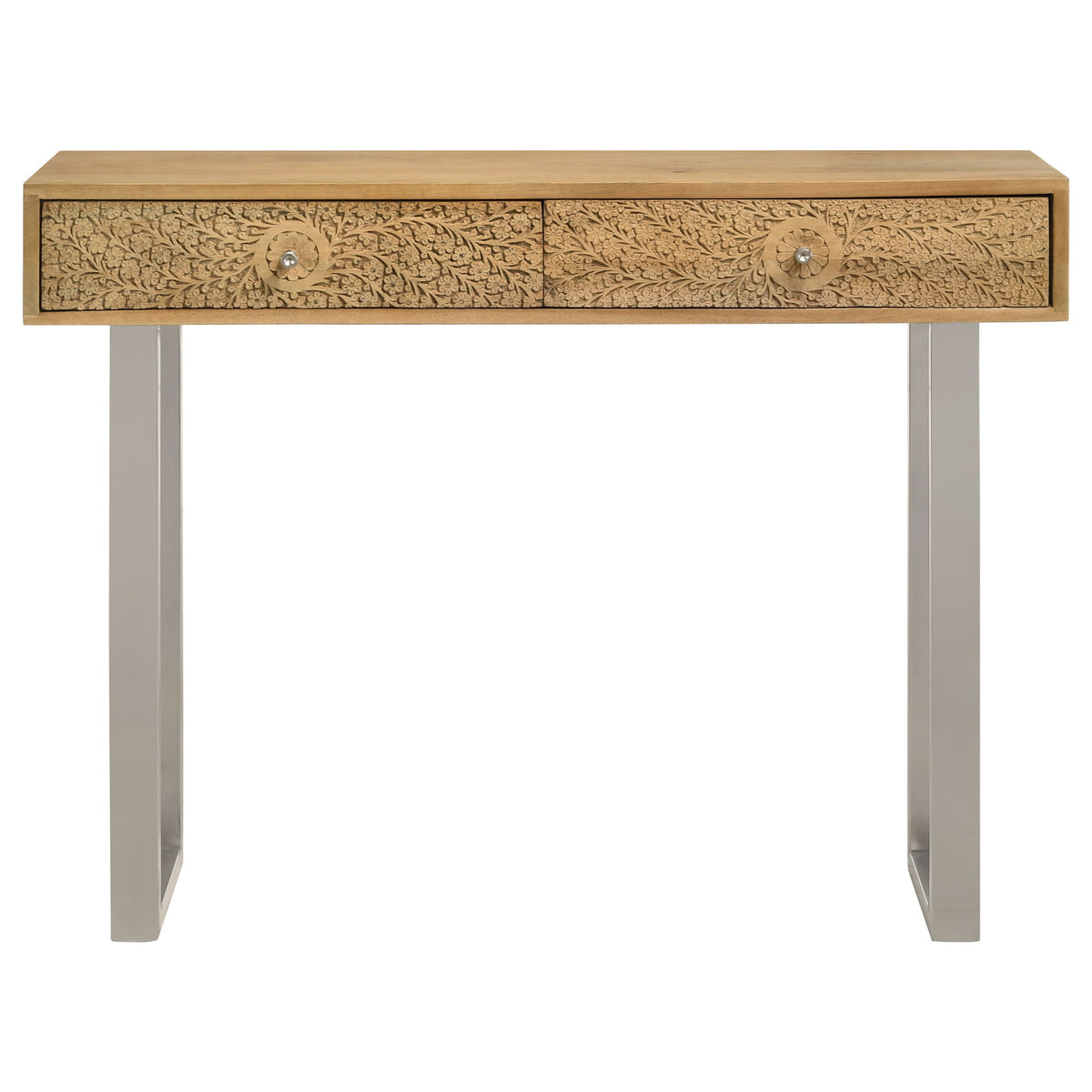 Harmony - 2 Drawer Table With Sled Base In Tones Accents - Natural
