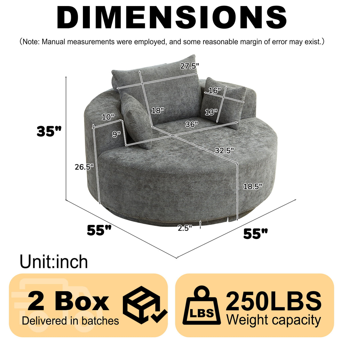 Single 360 Degree Swivel Chair For Living Room