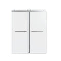 Frameless Double Sliding Shower Door In, Thick Tempered Glass, Reversible Installation