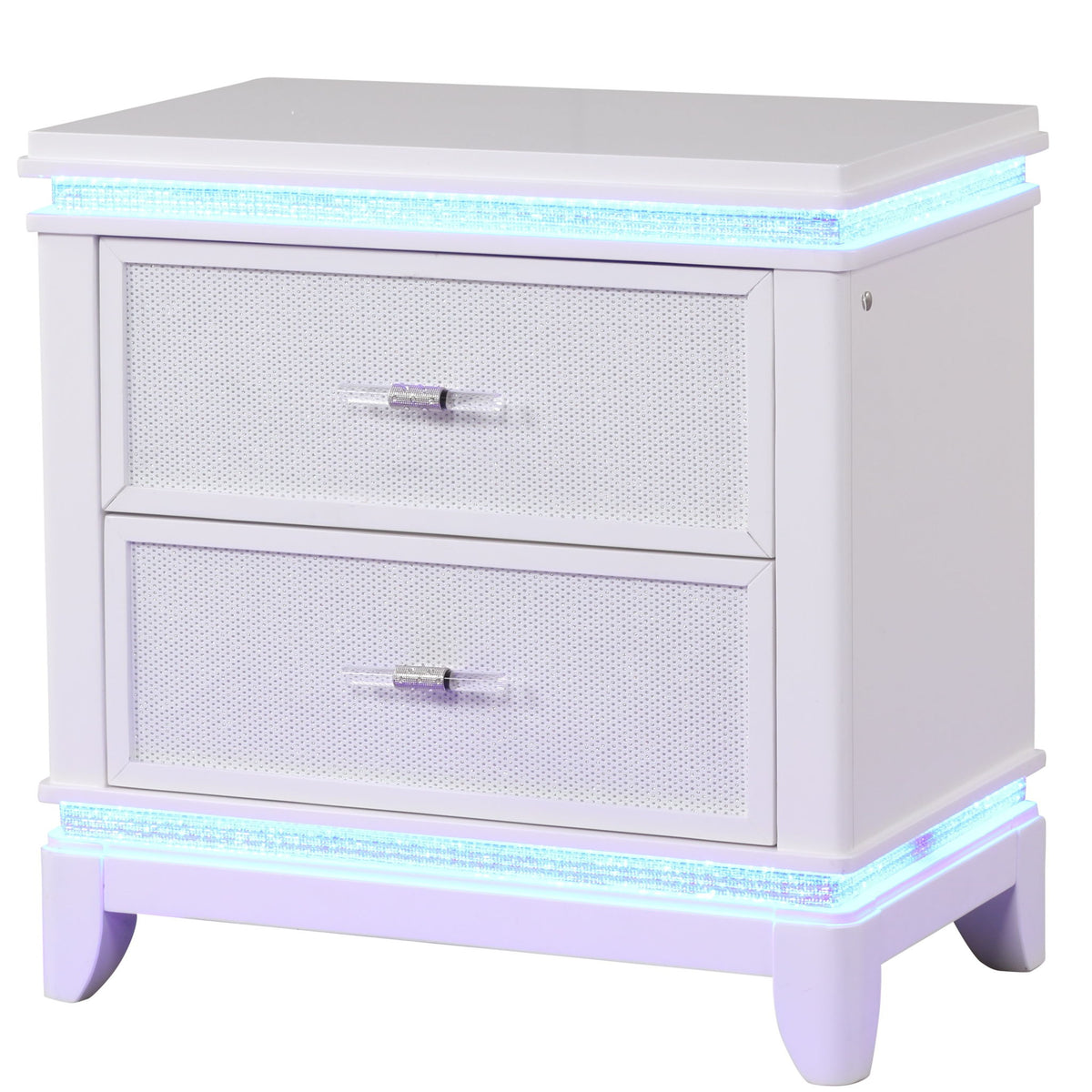 Opium - 2 Drawer Nightstand With LED Lights - White