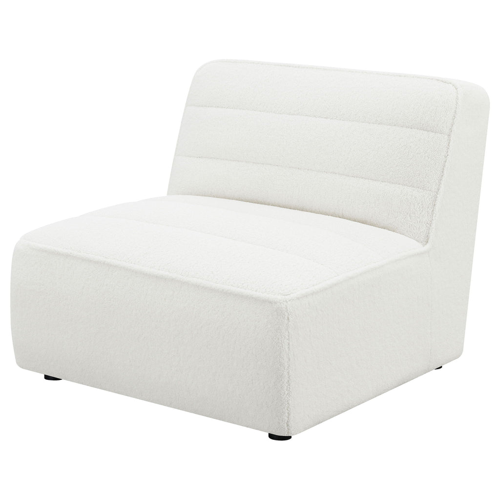 Bonnie - Upholstered Armless Chair With Channel Tufting - Ivory