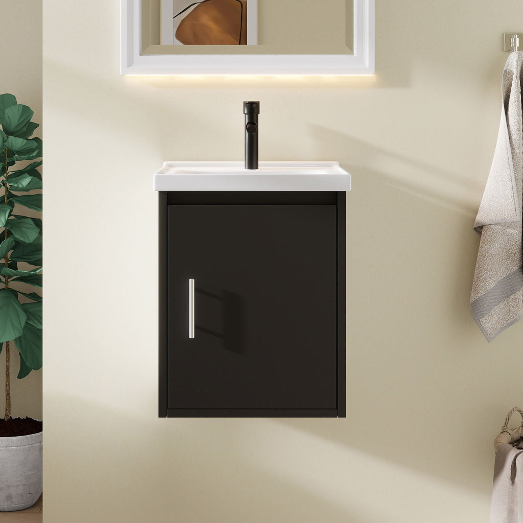 Floating Bathroom Vanity Combo, Wall Mounted Cabinet With Sink & Soft Close Doors For Small Bathrooms