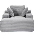 Oversized Chaise Lounge Chair Cozy Cloud Couch, Plush Corduroy Upholstered Sleeper Sofa Daybed With 3 Throw Pillows And Wide Armrest For Living Room - Gray