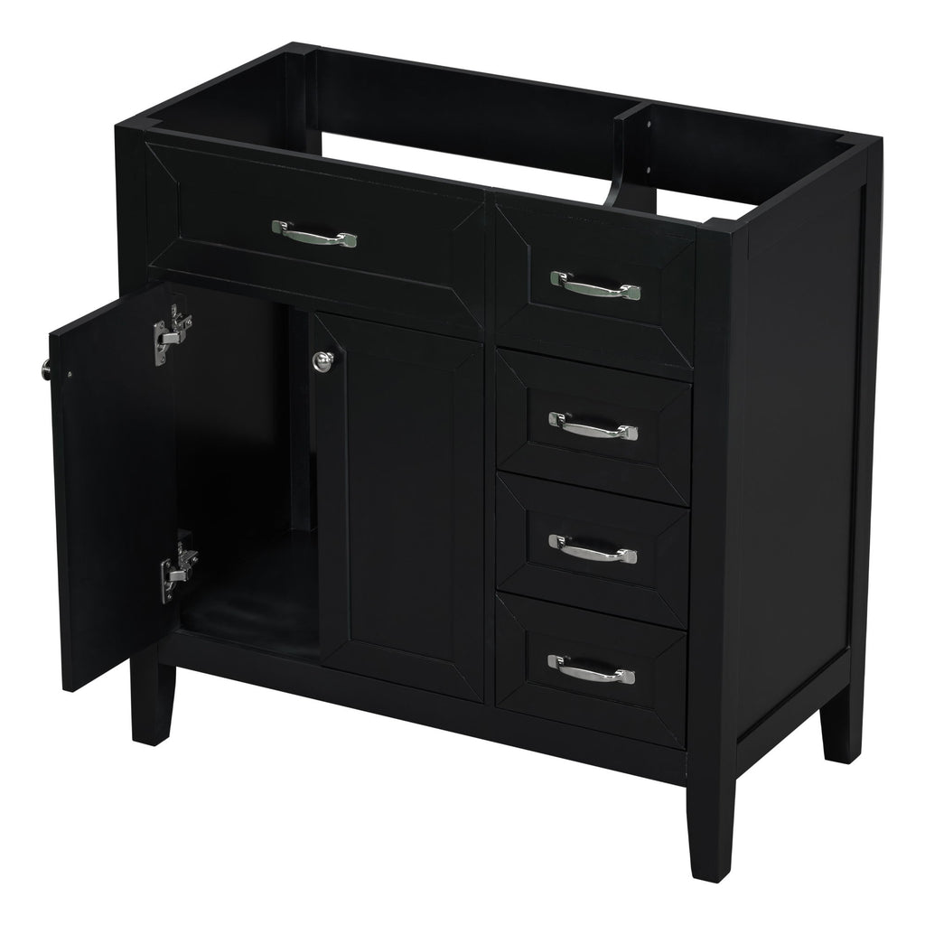 Modern Bathroom Vanity Base Only, 2 Doors And 3 Drawers
