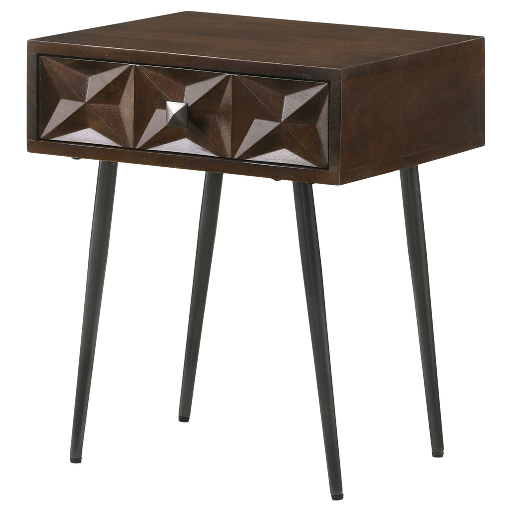 Gibson - Coffee 1 Drawer Rectangular Side Table With Angled Legs - Coffee